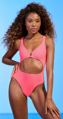 Coral Lava Vacay U Wire Reversible One Piece Swimsuit