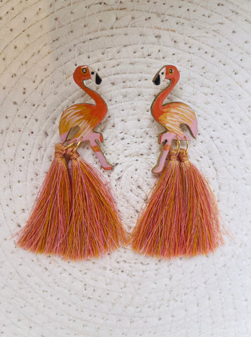 Orange Flamingo Earrings