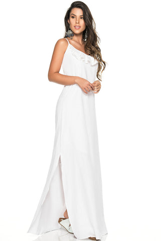 White Linen Long Dress