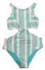 Minty Stripes High Neck Monokini