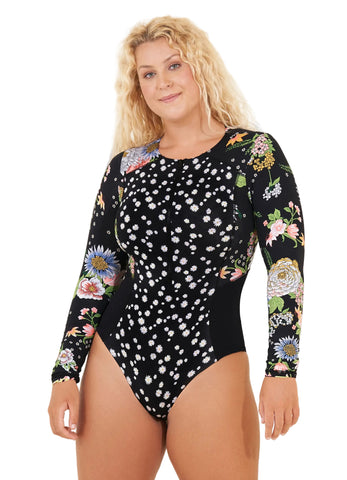 Black Bouquete Triton Plus Size Swimsuit