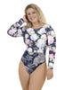 Midnight Garden Sky Plus Size long Sleeve Swimsuit
