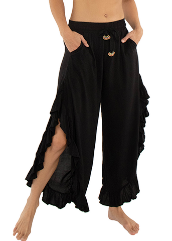 MILONGA Black Pants with Ruffles