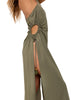 MILONGA One Shoulder Olive Green Thigh-high Slit Dress