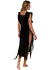 MILONGA Black Fringe Luxury Beach Cover-Up