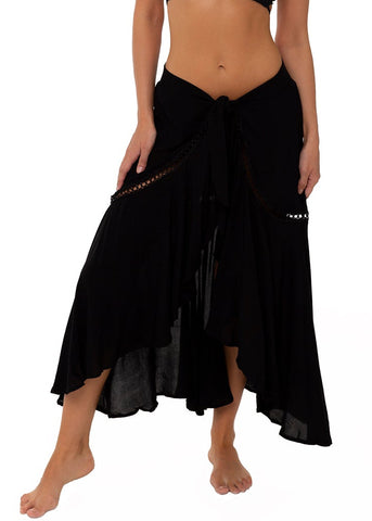 MILONGA Eyelet Sarong Black Skirt