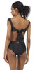Black Embroidery Wide Strap Bralette Bikini Top with Seamless High Waist Bikini Bottom Set