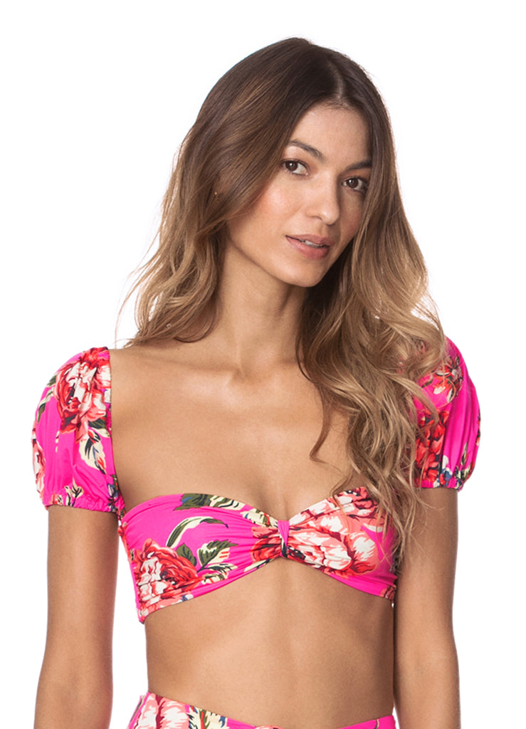 Rose Mallow Ebony Swim Crop Top Bikini Top – Bella Kini