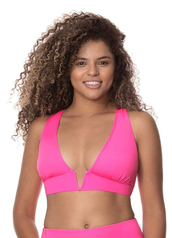 Fuchsia Agate Parade D Cup Long Line Triangle Top