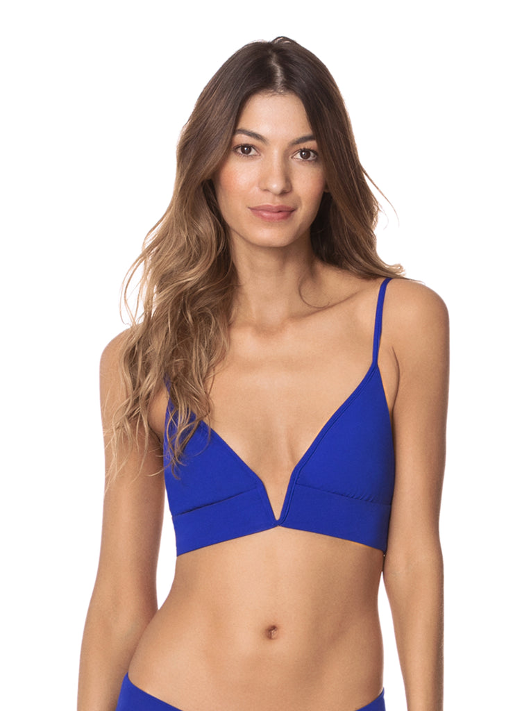 Azure Blue Parade Long Line Triangle Bikini Top
