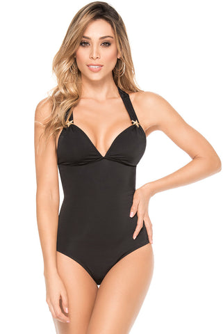 Black One Piece Swimsuit with Tummy Control