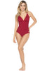 Wine Red One Piece Swimsuit with Tummy Control