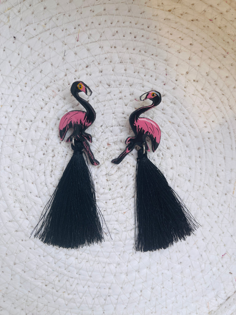 Black Flamingo Earrings