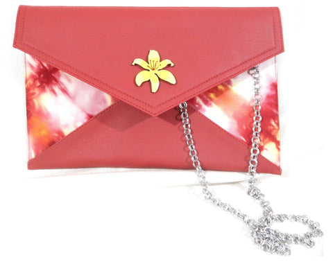 Limited Edition Vegan Leather with Tie dye fabric Lily Clutch and Sling bag