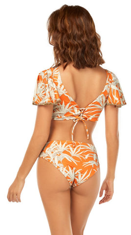 Orange Leaves Wide Bikini Bottom
