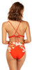 Red Bloom Embroidery High Waist Bikini Bottom