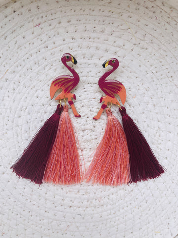 Maroon Flamingo Earrings