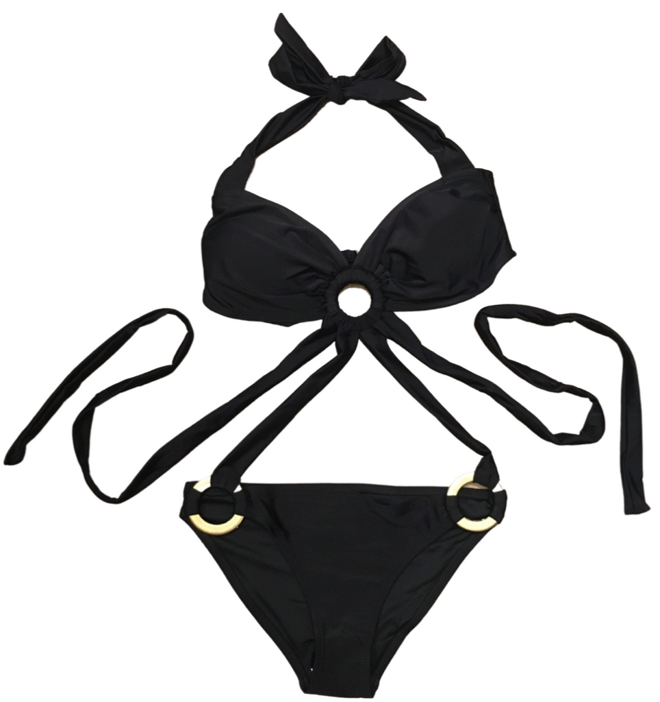 Sexy Black Wrap Monokini with Slim Waist Silhouette