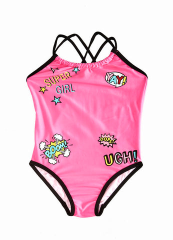 Super Girl Pink One Piece Swimsuit