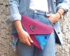 Limited Edition Vegan Leather with Tie dye fabric Humming Bird Clutch and Sling bag
